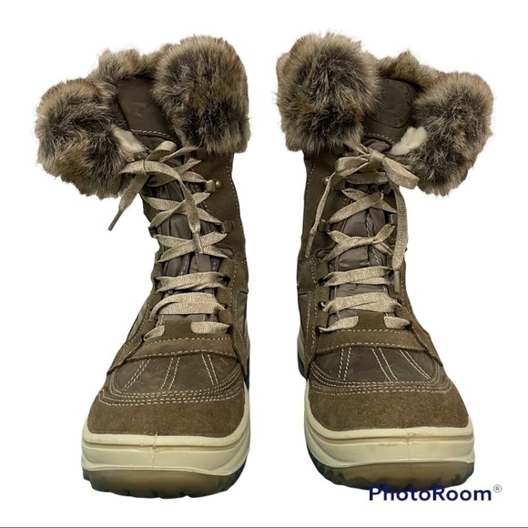 Santana Canada Marta Tan Snow Boot Side Zip Size 6.5 37 - Picture 4 of 10